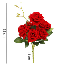 Sztuczny bukiet  6 róż czerwone kwiaty wys. 55 cm dekoracja