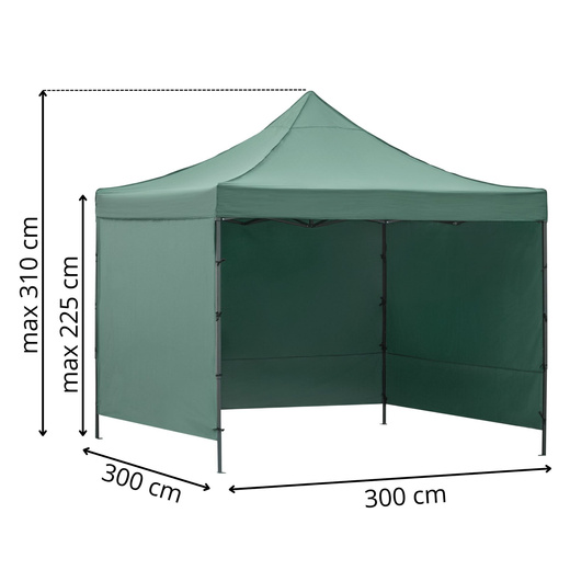 Namiot handlowy, ogrodowy 300x300 cm pawilon targowy, zielony