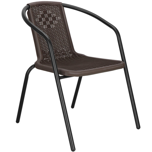 Meble ogrodowe metalowe zestaw stół 140x80 cm i 4 krzesła na taras balkon czarno-brązowe