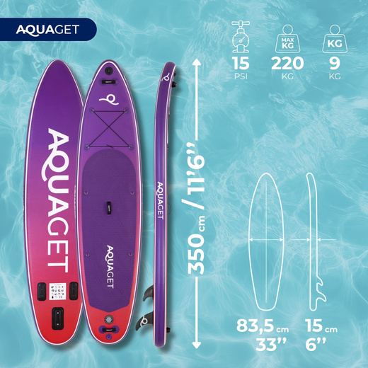 Deska SUP 350 cm pompowana do pływania na stojąco paddleboard z siedziskiem i akcesoriami