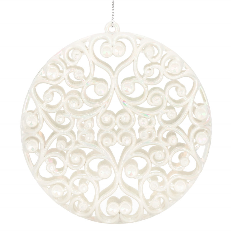 Zawieszka choinkowa kremowa okrągła dekoracja na choinkę 9 cm