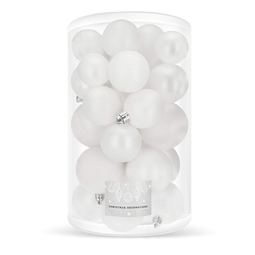 Bombki choinkowe 30 szt. ozdoby świąteczne biały