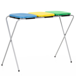 Stelaż na trzy worki do segregacji odpadów, stojak z pokrywami na śmieci