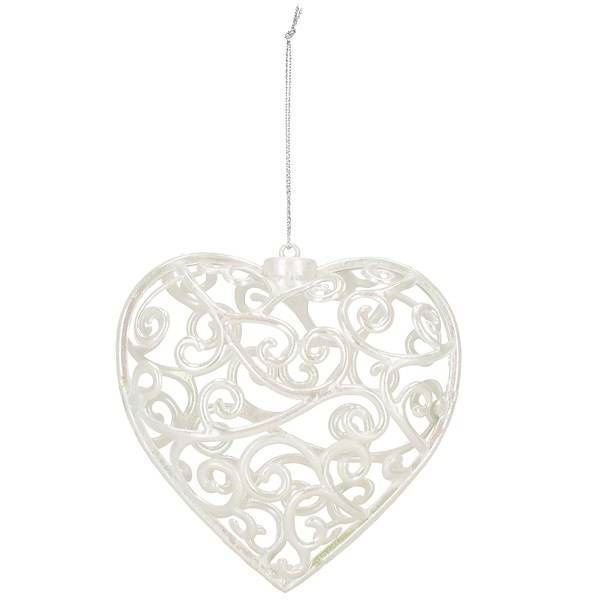 Zawieszka choinkowa serce ażurowe dekoracja na choinkę 9 cm kremowa