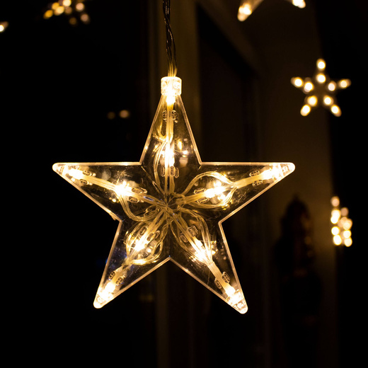 Kurtyna świetlna 70 Led gwiazdki lampki choinkowe wewnętrzne sople ciepły biały