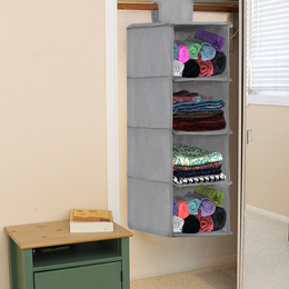 Organizer do szafy wiszący z 4 półkami 80x30x30cm szary