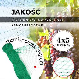 Siatka na ptaki zabezpieczająca ochronna 4x5m zielona