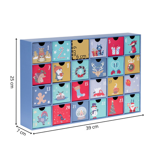 Kalendarz adwentowy z szufladkami 24szt. dekoracja świąteczna