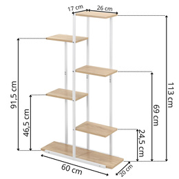 Kwietnik metalowy 113 cm stojak na kwiaty z 6 półkami loft wielopoziomowy nowoczesny