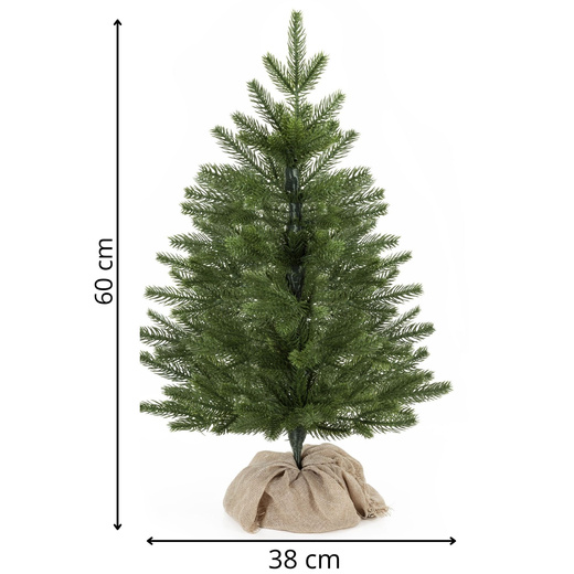 Choinka sztuczna 60 cm świerk kaukaski premium z jutą małe drzewko świateczne na stolik
