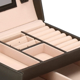 Szkatułka na biżuterię ekoskóra 17,5x14x12,5 cm brązowy organizer z przegródkami