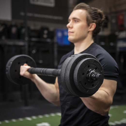 Hantle regulowane 30 kg zestaw obciążeń gryf do treningu siłowego talerze zaciski