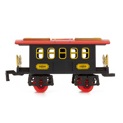 Pociąg z wagonami dla dzieci z mgiełką i dźwiękami, lokomotywa parowa z torami na baterie