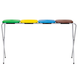 Stojak na worki na śmieci 4 komory kosz do segregacji odpadów, stelaż z pokrywami