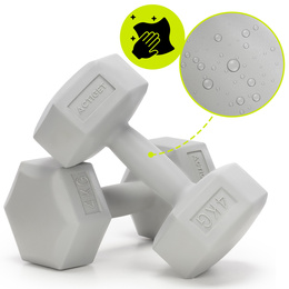 Ciężarki 2x4 kg hexagonalne do ćwiczeń fitness hantle zestaw 2 szt. szare