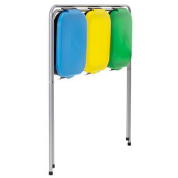 Stelaż na trzy worki do segregacji odpadów, stojak z pokrywami na śmieci