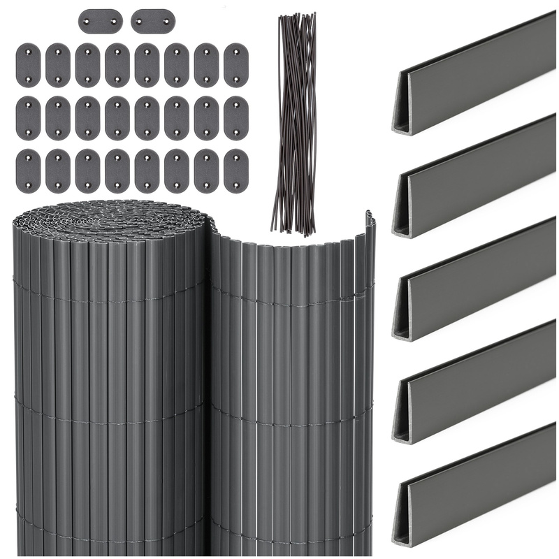 Osłona PVC maskująca 500x120 cm, profile zestaw na balkon, taras, ogrodzenie ciemnoszare