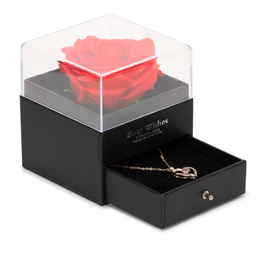 Wieczna róża z naszyjnikiem w pudełku prezentowym szkatułka na dzień kobiet walentynki