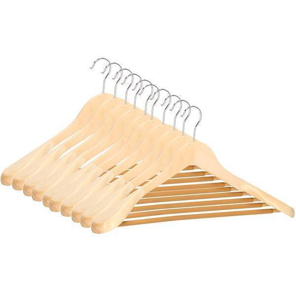 Wieszak na garnitur 10 szt. drewniany na ubrania naturalne drewno