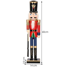 Dziadek do orzechów 60 cm z karabinem, drewniany żołnierzyk czerwony, figurka świąteczna
