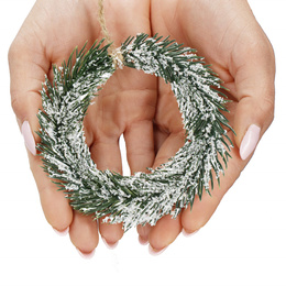 Zawieszka na choinkę zielony mini wianek ozdoba świąteczna 10 cm