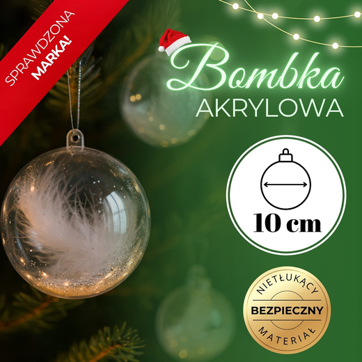 Bombki akrylowe 10cm kula plastikowa decoupage zestaw 12 szt.