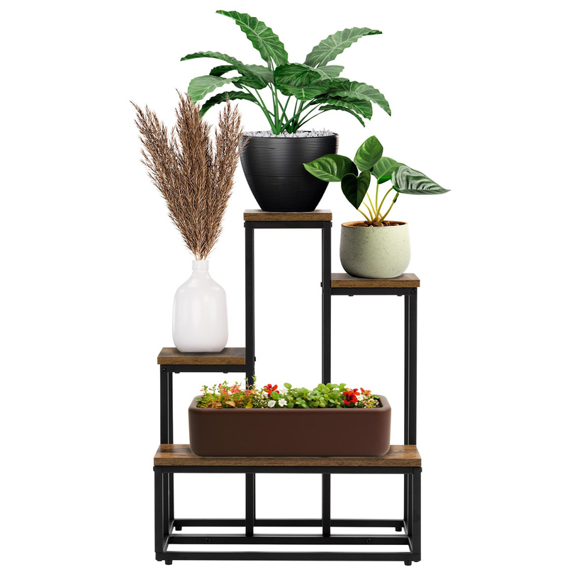 Kwietnik metalowy 67 cm stojak na kwiaty z 4 półkami loft wielopoziomowy nowoczesny