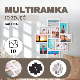 Ramka na zdjęcia 10 zdjęć multiramka 10x15 biała