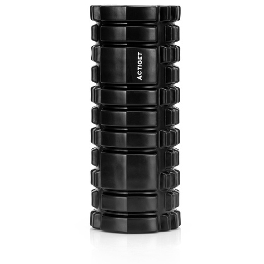 Wałek do masażu, średnio twardy, roller z wypustkami, czarny