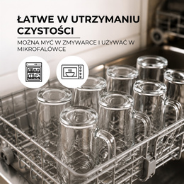 Szklanki do kawy latte mrożonej deserów 255 ml wysokie z uchem komplet 6 szt.