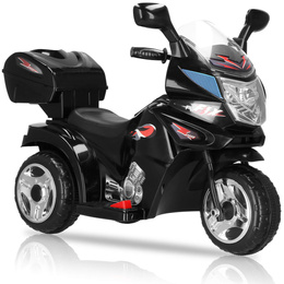 Motocykl dla dzieci, elektryczny jeździk trójkołowy, motorek na akumulator, czarny