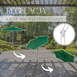 Parasol ogrodowy łamany 260 cm duży z korbką, na balkon, taras ciemnozielony