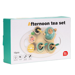 Zabawka drewniana, zestaw śniadaniowy dla dzieci 14 el. akcesoria kuchenne