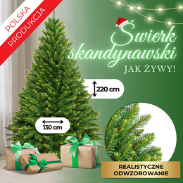 Choinka sztuczna 220 cm świerk skandynawski
