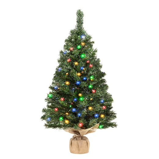 Choinka sztuczna 90 cm z oświetleniem lampki choinkowe 50 LED multikolor, na stolik, biurko