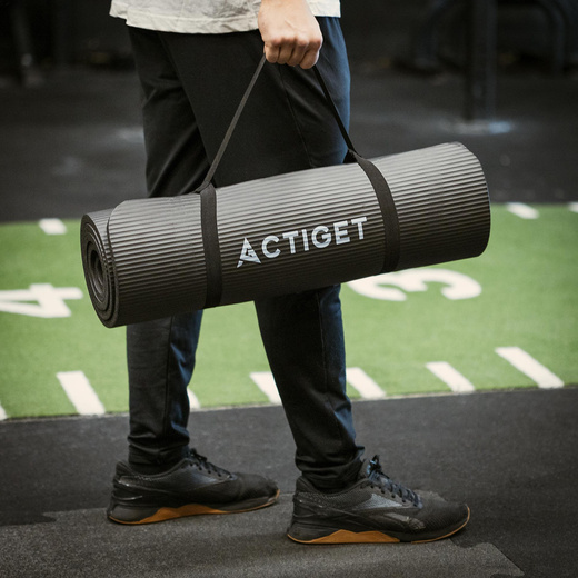 Mata do jogi, ćwiczeń fitness 183x61 cm antypoślizgowa, materac do stretchingu czarny