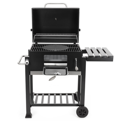 Grill węglowy, ogrodowy z pokrywą, termometr, ruszt emaliowany