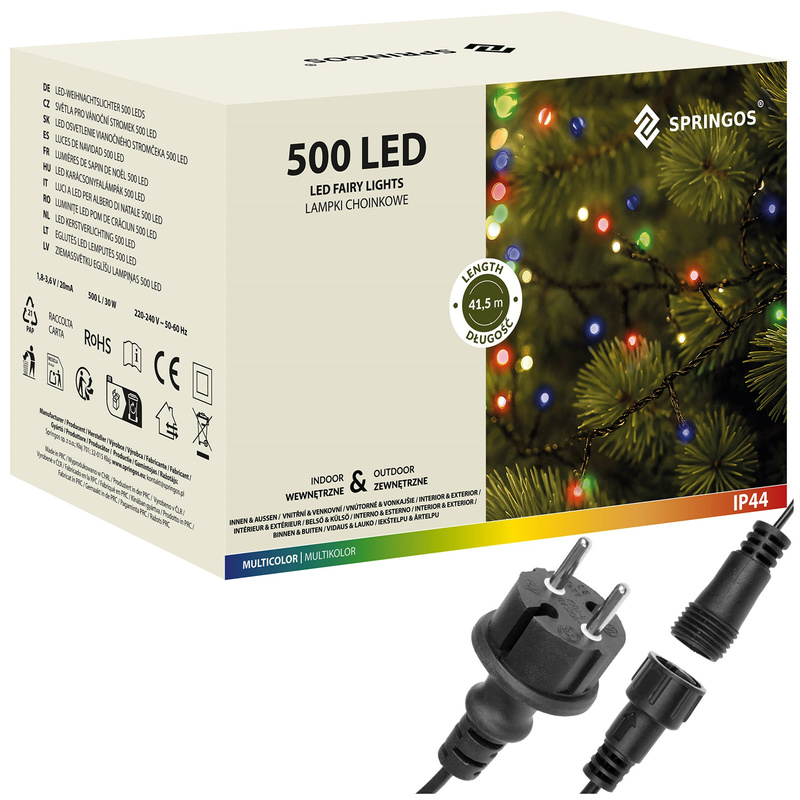 Lampki choinkowe 500 Led multikolor 41,5 m oświetlenie świąteczne IP44