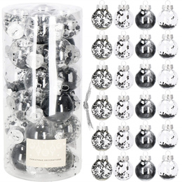 Bombki choinkowe przeźroczyste 24 szt. czarny 5cm zestaw choinkowy