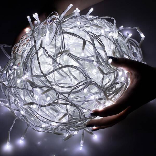 Kurtyna świetlna z pilotem 1000 led girlanda, lampki wewnętrzno-zewnętrzne sople zimny biały