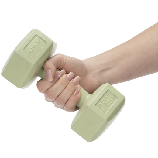 Ciężarki 2x1,5kg hexagonalne do ćwiczeń fitness hantle zestaw 2 szt. zielone