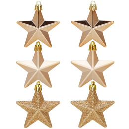 Bombki choinkowe 6 szt. gwiazdki ozdoby świąteczne zestaw rose gold
