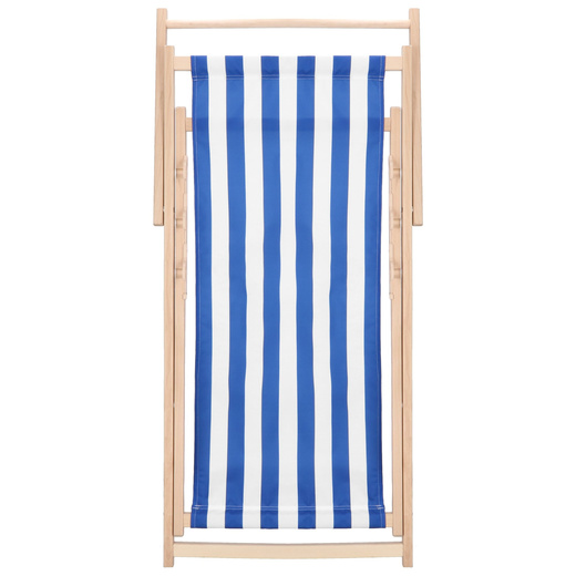 Leżak ogrodowy, drewniany z 3-stopniową regulacją, plażowy, balkonowy, biało-niebieskie pasy