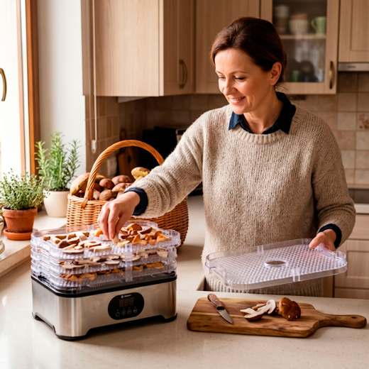 Suszarka do żywności, spożywcza do grzybów, owoców, ziół 6‑poziomowa 400 W regulacja temperatury