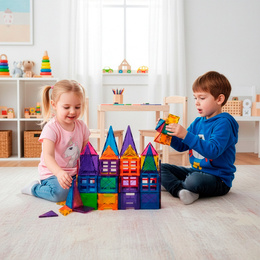 Klocki magnetyczne 3D zestaw 48 szt. klocki konstrukcyjne dla dzieci, kolorowe