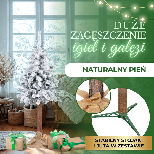 Choinka sztuczna na pniu 160 cm świerk śnieżony