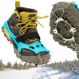 Raczki na buty stalowe antypoślizgowe turystyczne nakładki rozmiar 40-45 turkusowe