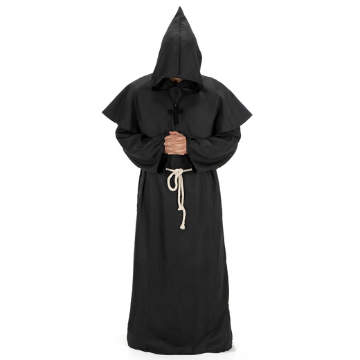 Strój na Halloween przebranie XL zakonnik, mnich zestaw 4 el. kostium habit