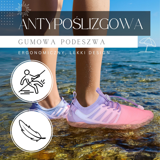 Buty do wody damskie rozm. 36 szybkoschnące buty na plażę, do pływania różowo-fioletowe