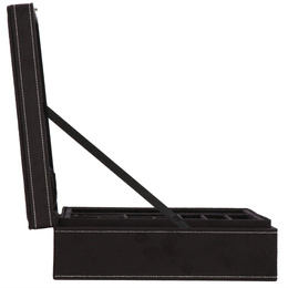 Szkatułka na biżuterię 26x26x9 cm czarny, welurowy organizer z przegródkami